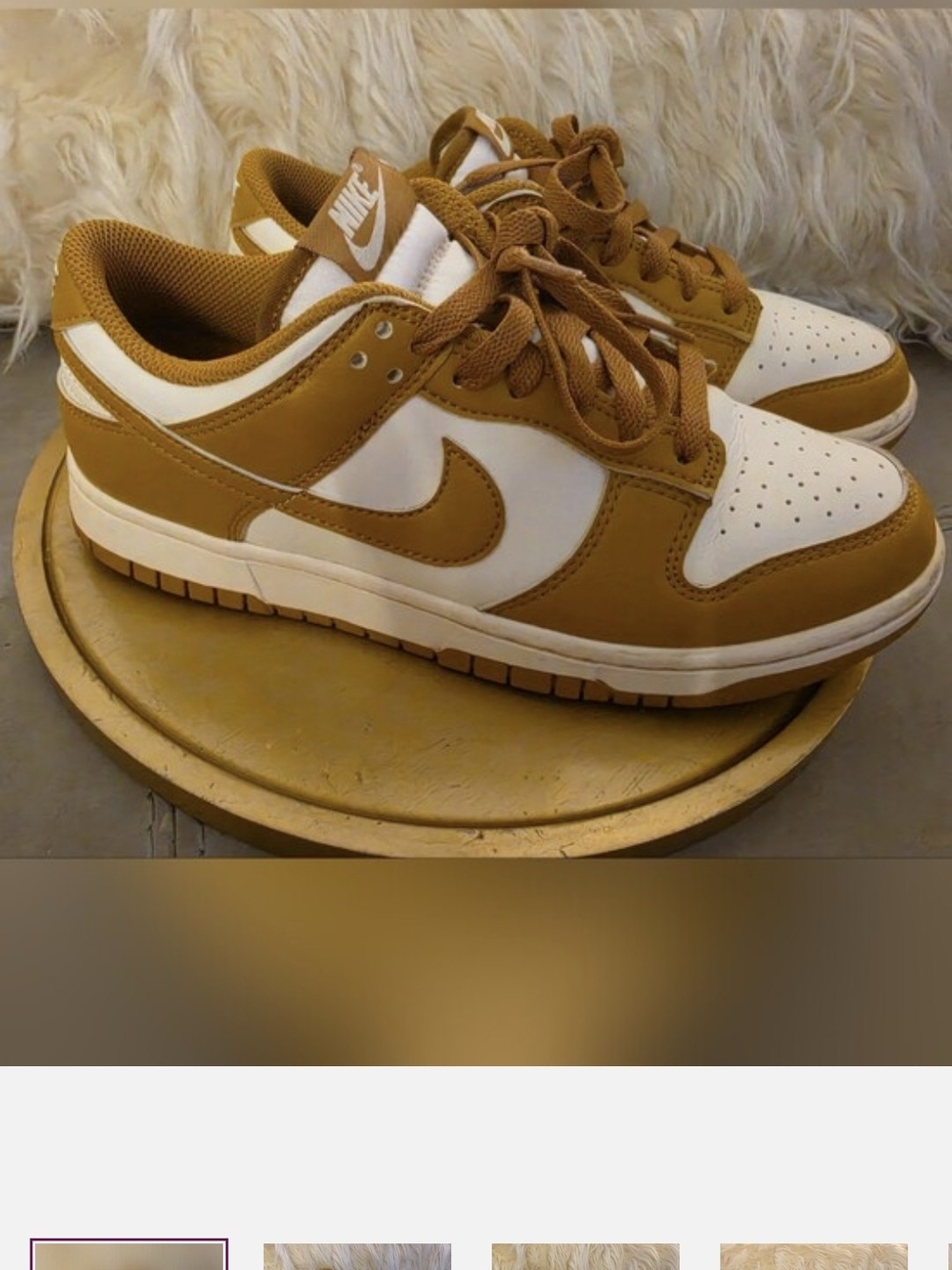 Nike Dunks Men’s Low-Top Sneakers in White and Mustard
